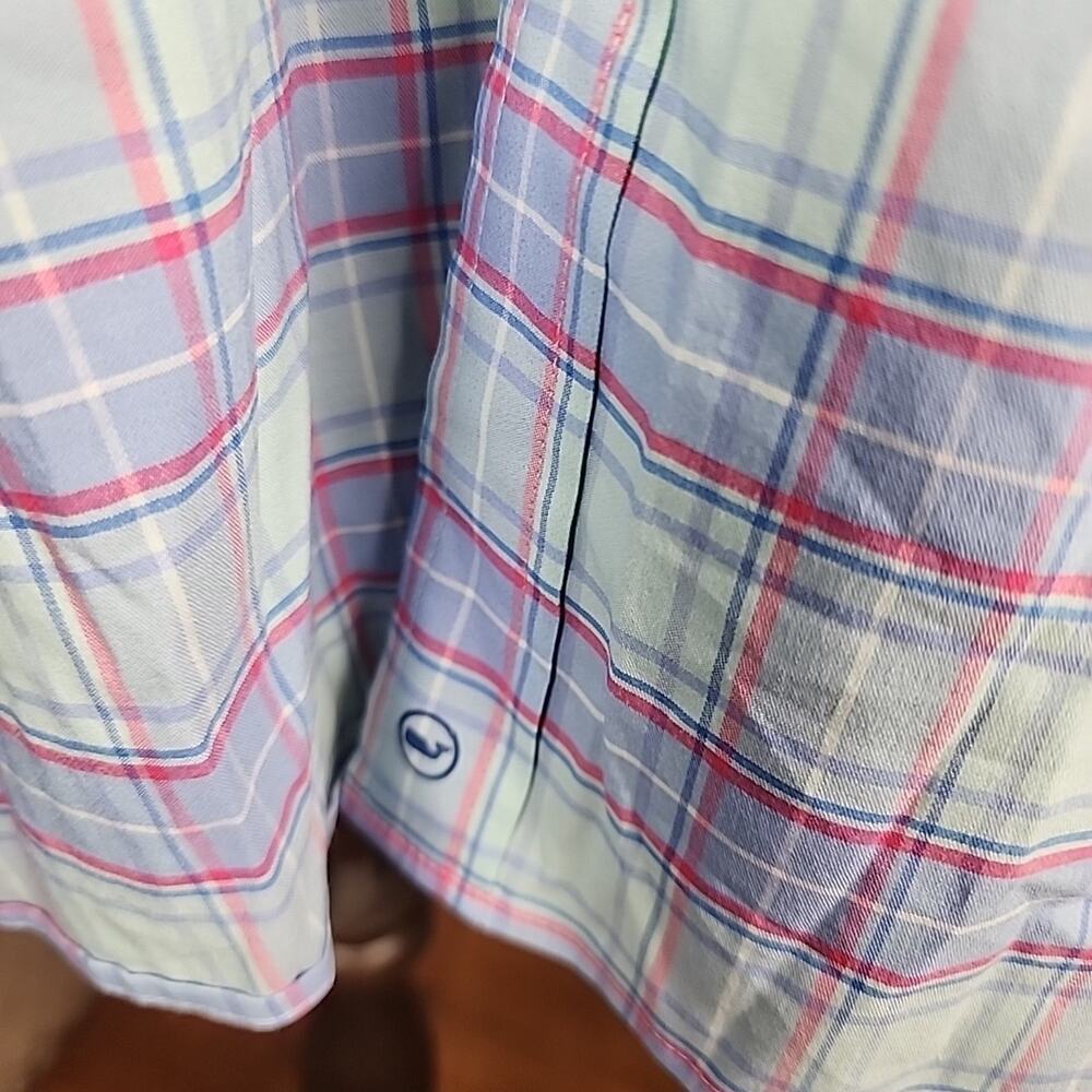 Vineyard Vines On The Go Shirt Men's XXL Blue Pink Plaid OTG Performance LS Brr - Picture 8 of 8